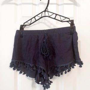Cute blue shorts with tassels!